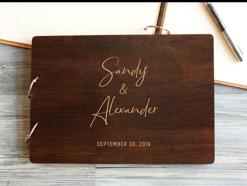 Personalized Wood Wedding Guest Book