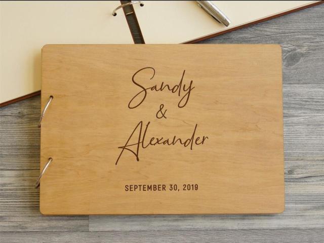 Personalized Wood Wedding Guest Book