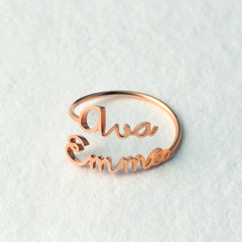 Personalized Double Name Ring