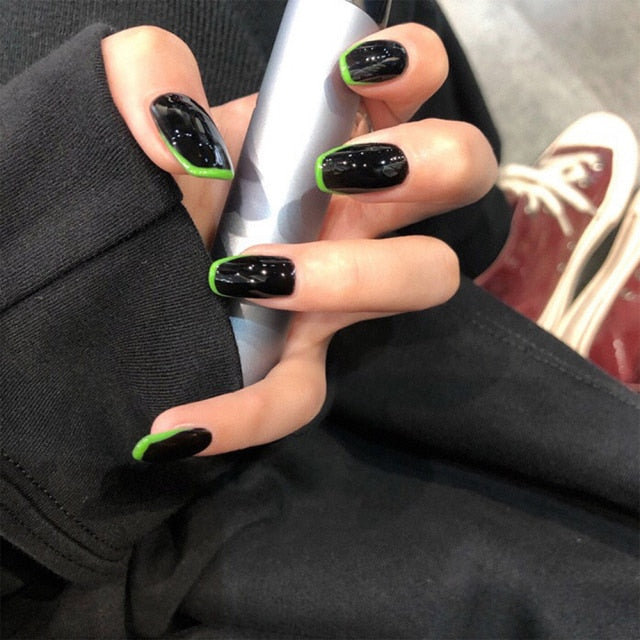 Green French Tip Acrylic Nails