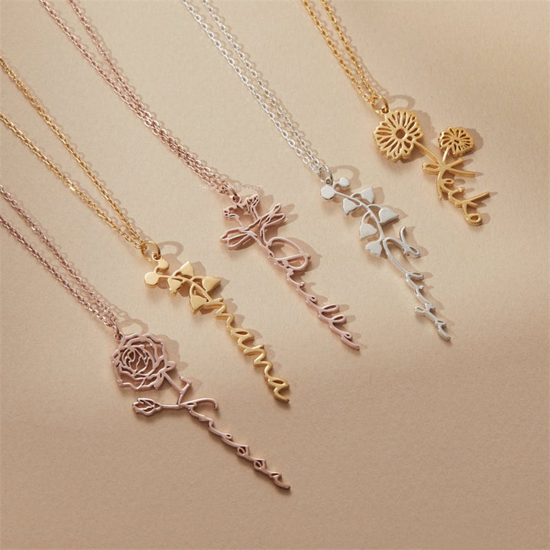 Flower name necklace