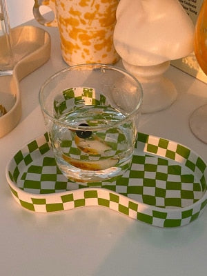 Checkered Ceramic Jewelry Dish